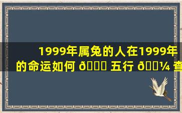 1999年属兔的人在1999年的命运如何 💐 五行 🌼 查询结果如何姻缘运势又如何